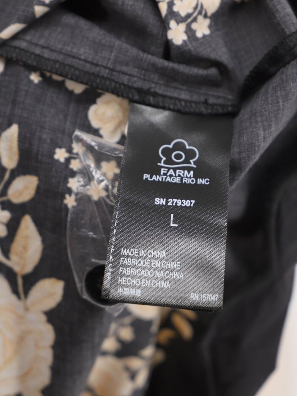 Anthropologie x Farm Rio Black Floral Cotton Button Front Midi Dress Size L - Picture 10 of 11